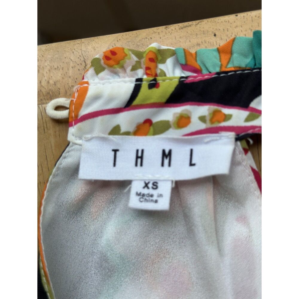 THML Vibrant Paisley Tiered Halter Maxi Dress XS Colorful Boho Vacation - Picture 3 of 5